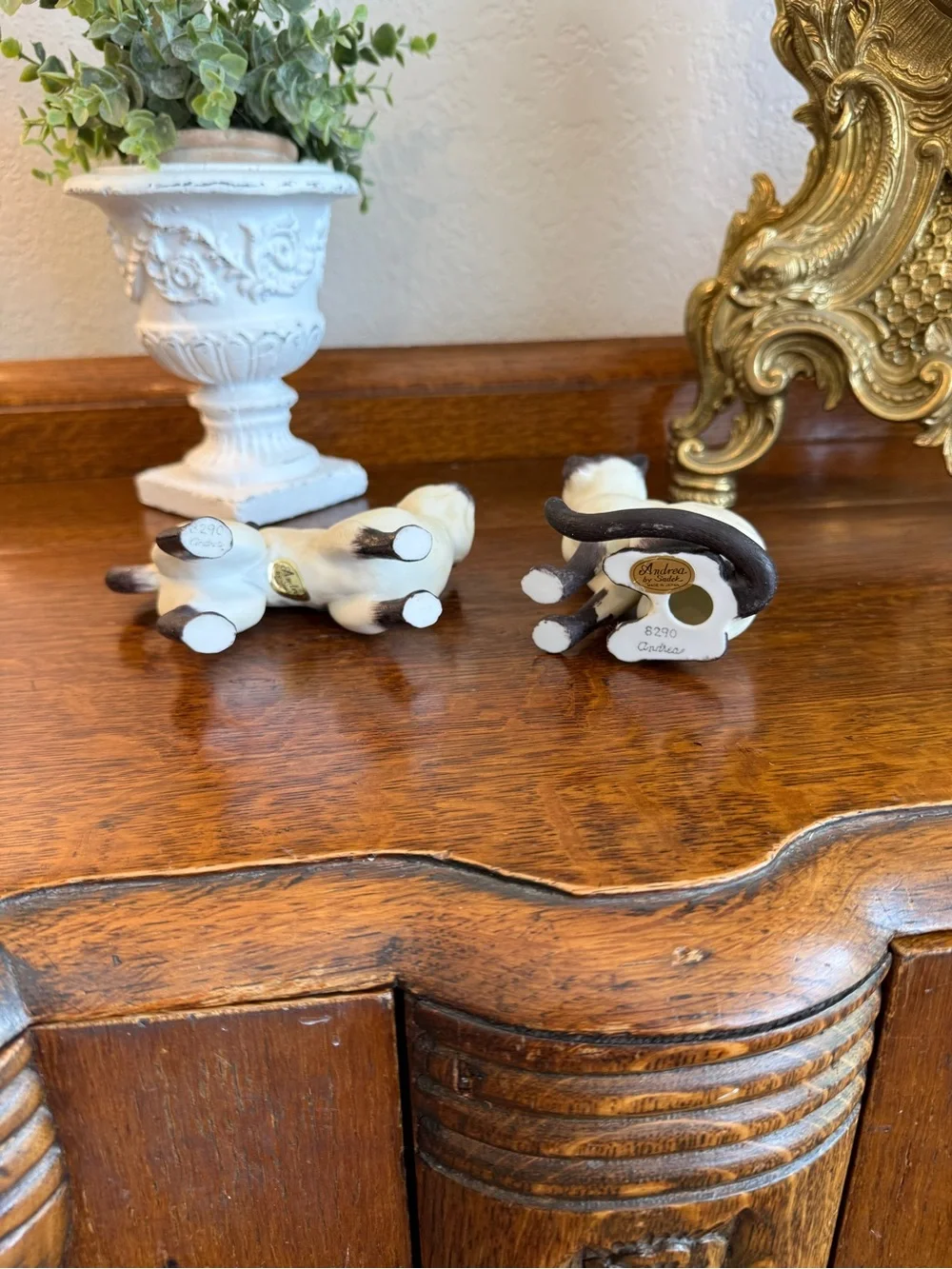 Vintage Andrea by Sadek Siamese Cat Figurine Pair – Cream & Brown Porcelain